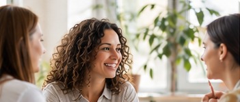 Personas colaborando y compartiendo ideas en un entorno profesional